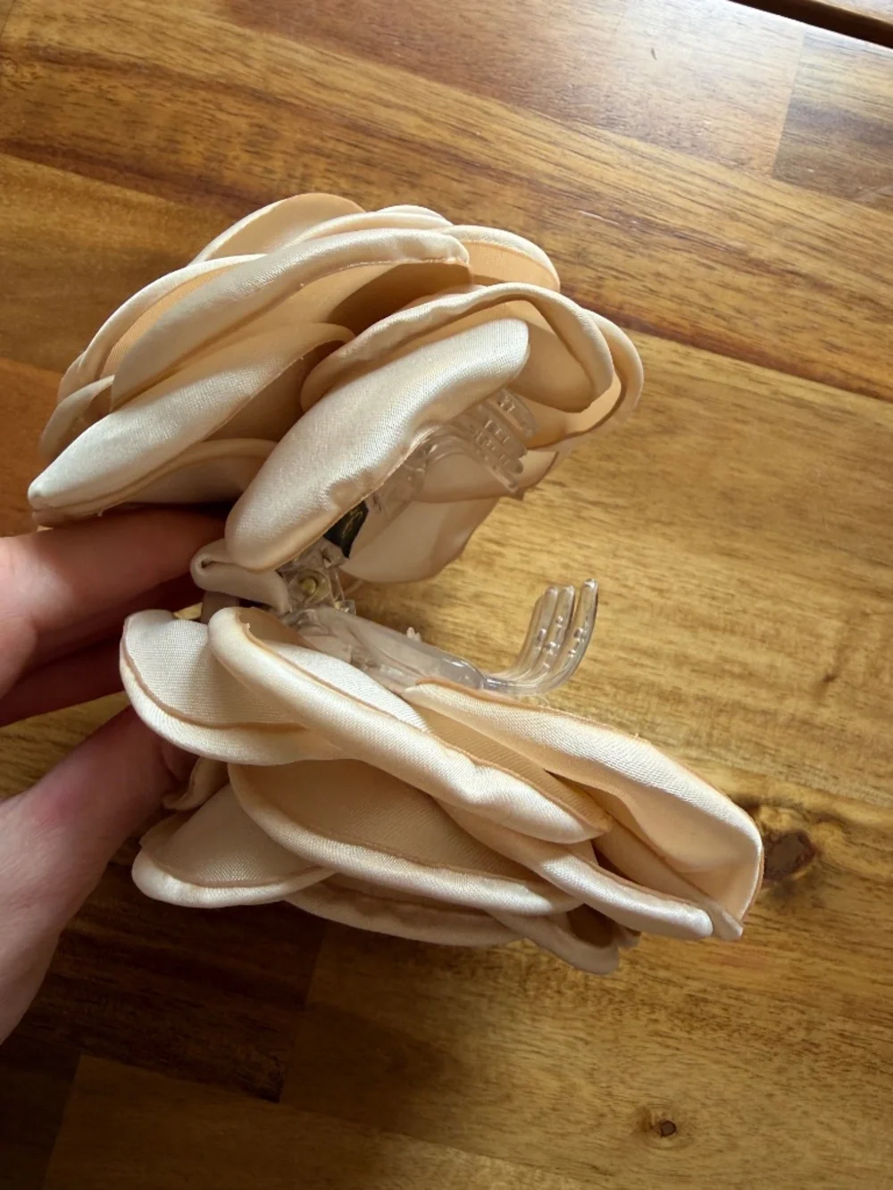 Big cream rose hair clip